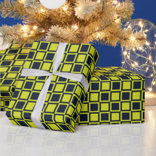 Navy Blue Green Checkerboard  Wrapping Paper