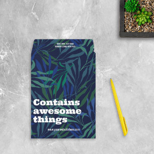 Navy Blue Green Fronds Contains Awesome Things Envelope Mailers