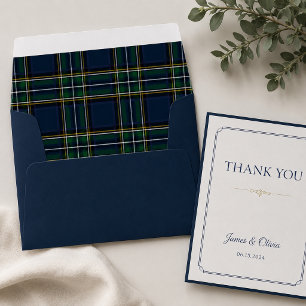 Navy Blue Green Plaid Tartan Envelope Liner