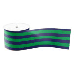 Navy Blue &amp; Green Striped | Any Length | Custom Grosgrain Ribbon