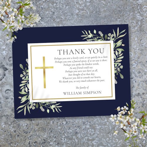 Navy Blue Greenery Christian Funeral Poem