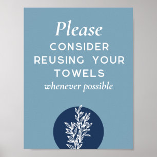 Navy & Blue Greenery Conserve Energy Encouragement Poster