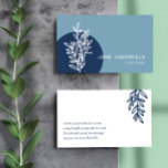 Navy & Blue Greenery Line Art Business Card<br><div class="desc">Blue greenery line art business card in navy blue,  light blue,  and white. Navy blue greenery line art business card.</div>