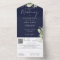 Navy Blue Greenery Monogram QR Code Wedding