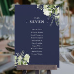 Navy Blue Greenery Seating Plan Table Number<br><div class="desc">These elegant navy blue botanical greenery leaves wedding table numbers can be personalized with your guests' seating plan set in chic typography. The cards are printed on the front and back (double-sided). Designed by Thisisnotme©</div>