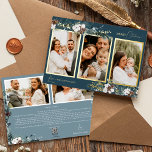 Navy Blue Greenery Vintage Five Photo Collage Foil Holiday Card<br><div class="desc">Welcome to our enchanting Navy Blue Greenery Vintage Five Photo Collage Foil Holiday Card design, where vintage charm meets modern elegance. This design features intricate watercolor greenery and subtly elegant calligraphy with simple typography, capturing the essence of traditional coziness and rustic cottage core. With a touch of retro flair and...</div>