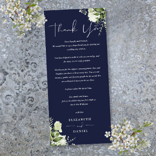 Navy Blue Greenery Wedding Thank You Place Card