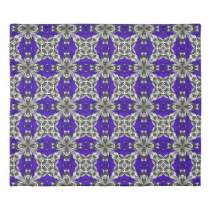 Navy Blue Grey and White Repeat Tile Pattern Duvet Cover