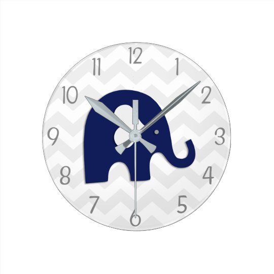 Navy Blue Grey Elephant Nursery Wall Clock Zazzle Navy Blue Grey Elephant Nursery Wall Clock