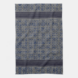 Navy Blue & Grey X's and O's Pattern Kitchen Towel