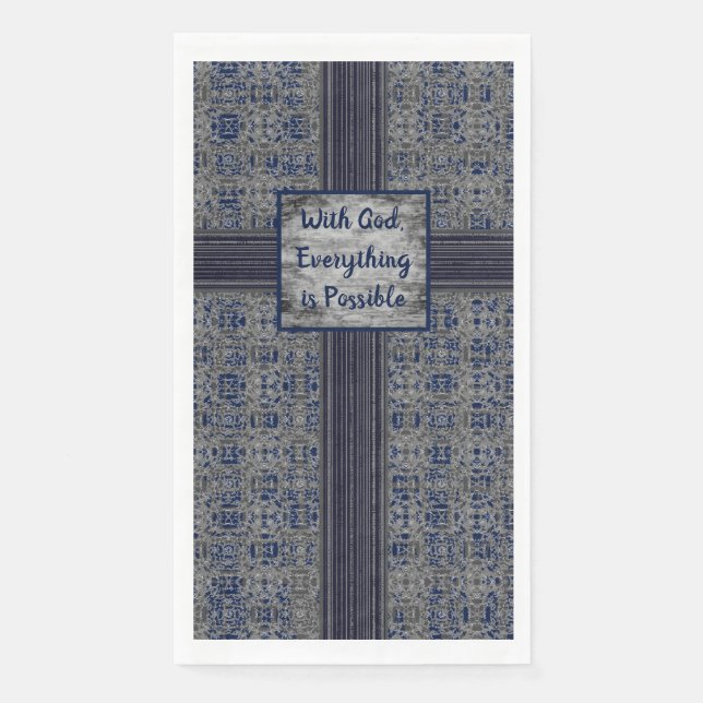 Navy Blue & Grey X's and O's Pattern Paper Guest Towels (Front)