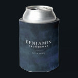 Navy Blue Groomsman Custom Wedding Can Cooler<br><div class="desc">Elegant personalized can cooler to gift your bridal party. It's a beautiful abstract watercolor painting in navy blue ombre with custom name and date. A great gift for your groomsman that they can use not only on your wedding day but for daily use!</div>