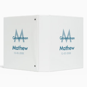 Navy blue groomsman name letter date masculine per 3 ring binder
