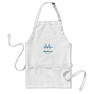 Navy blue groomsman name letter date masculine per adult apron