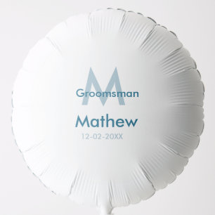 Navy blue groomsman name letter date masculine per balloon