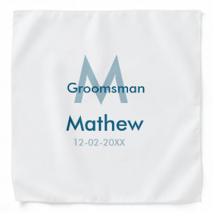 Navy blue groomsman name letter date masculine per bandana