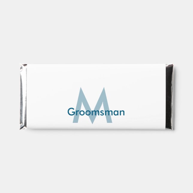 Navy blue groomsman name letter date masculine per hershey bar favors (Front)