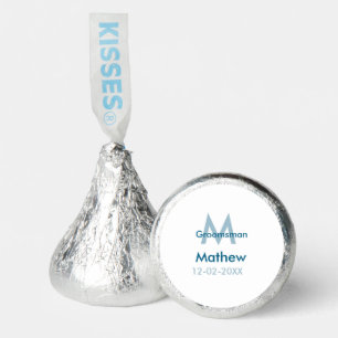 Navy blue groomsman name letter date masculine per hershey®'s kisses®