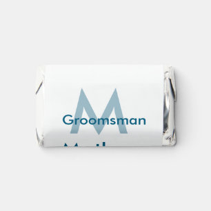 Navy blue groomsman name letter date masculine per hershey's miniatures
