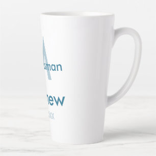Navy blue groomsman name letter date masculine per latte mug