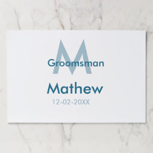 Navy blue groomsman name letter date masculine per paper pad