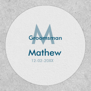 Navy blue groomsman name letter date masculine per patch