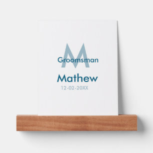 Navy blue groomsman name letter date masculine per picture ledge