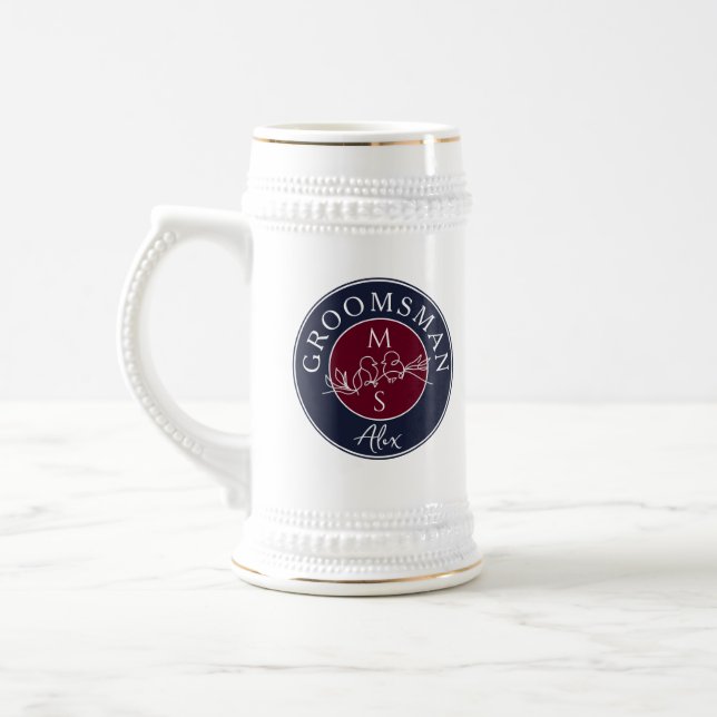 Navy Blue Groomsmen Beer Stein (Left)