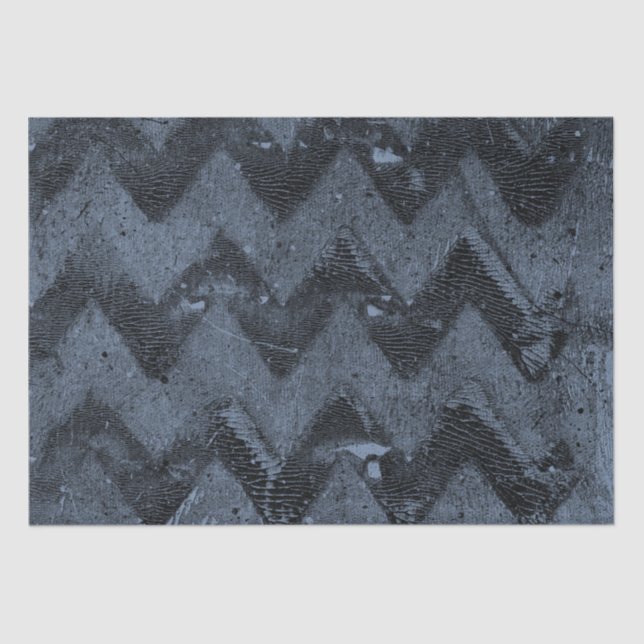 Navy Blue Grunge Chevron Tissue Paper (Front)