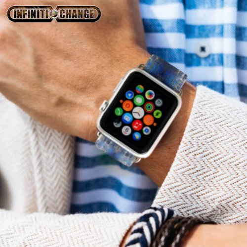 Navy Blue Grunge Denim Texture  Apple Watch Band