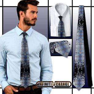 Navy Blue Grunge Denim Texture Neck Tie