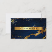 Navy Blue Grungy Gold Marble Vip Business Card (Front/Back)