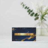 Navy Blue Grungy Gold Marble Vip Business Card (Standing Front)