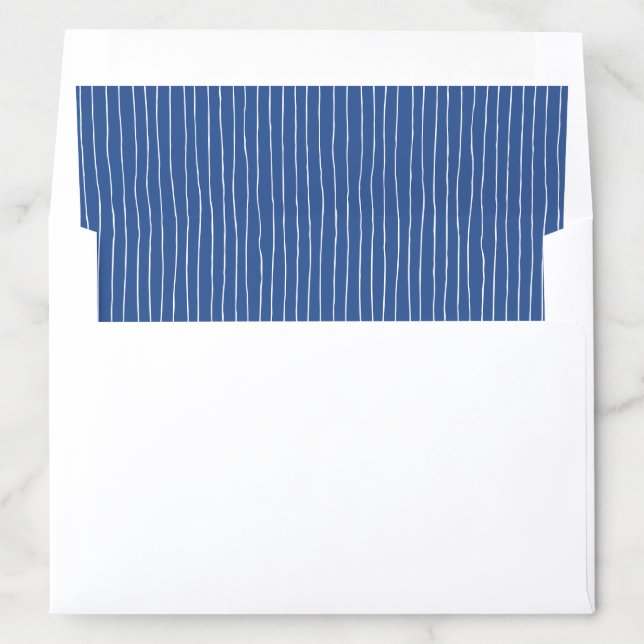 Navy Blue Hand Drawn Striped Envelope Liner (In Envelope)
