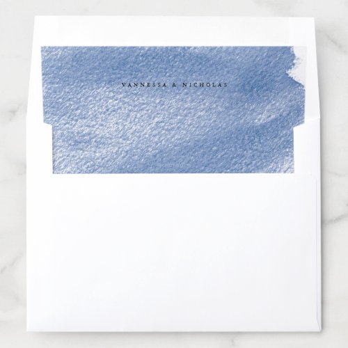 Navy Blue hand_painted Watercolor Wash Envelope Liner