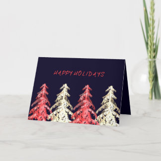 Navy Blue Happy Holiday Everygreen Christmas Cards