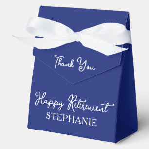 Navy Blue Happy Retirement Thank You Favor Boxes