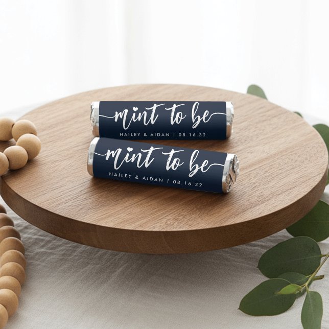 Navy Blue | Heart Script Personalized Wedding Breath Savers® Mints (Creator Uploaded)