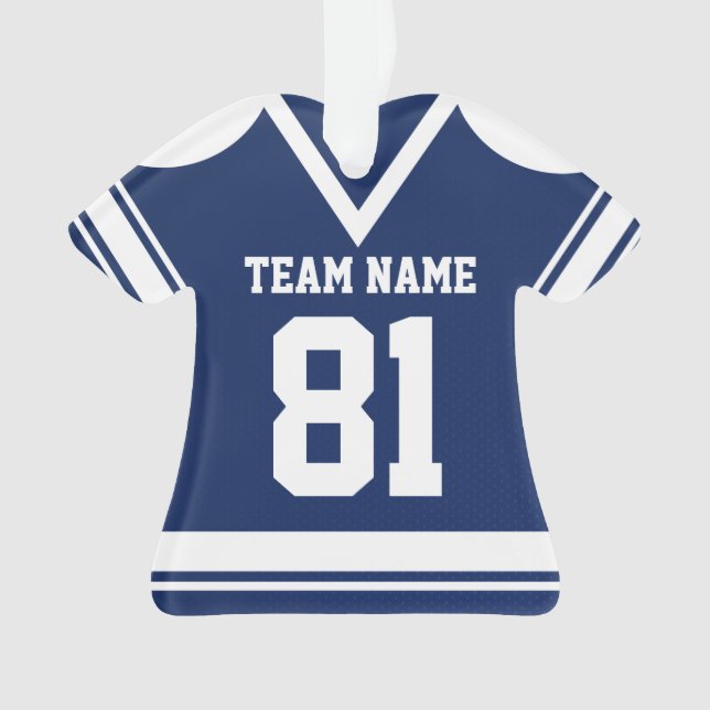 Navy Blue Hockey Jersey with Photo Ornament (Front)