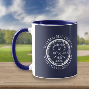Navy Blue Hole in One Personalized Golf Mug