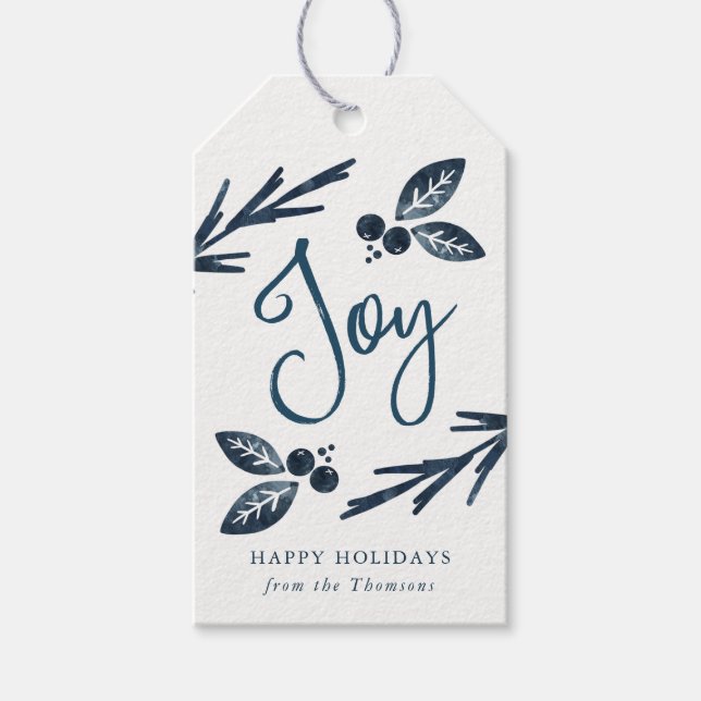 Navy Blue Holiday Joy, Gift Tags (Front)