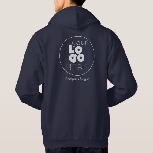 Navy Blue Hoodie your White Business Logo on Back