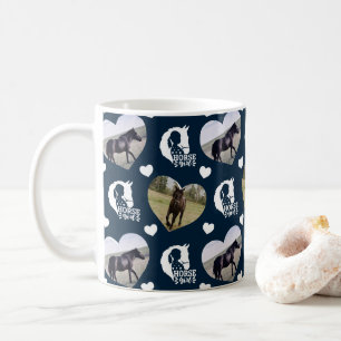 Navy Blue Horse Girl Hearts Photo Coffee Mug