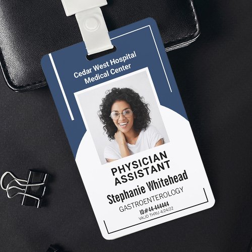 Navy Blue Hospital Medical Employee Photo ID Badge