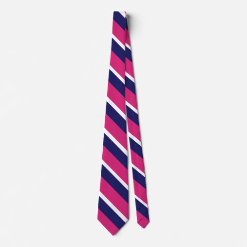Navy Blue  Hot Pink Diagonal Stripes Neck Tie