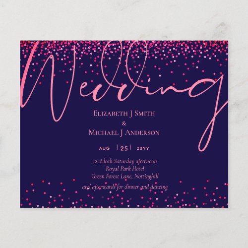 Navy Blue Hot Pink Wedding Invites
