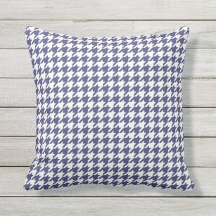 Navy Blue Houndstooth Pattern Outdoor Pillow