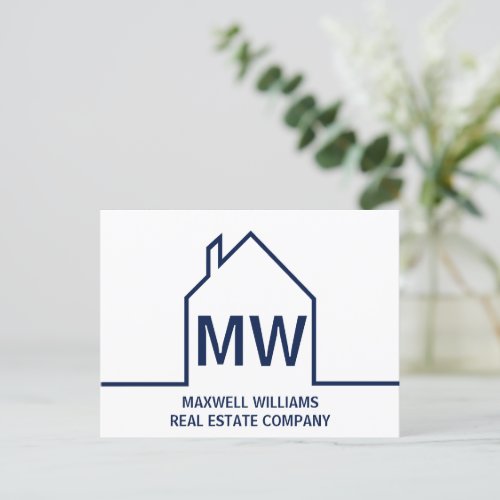 Navy Blue House Real Estate Company Marketing Postcard