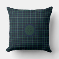 Navy Blue, Hunter Green Tartan Plaid Monogrammed