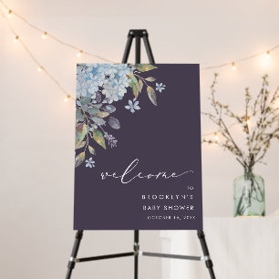 Navy Blue Hydrangeas Baby Shower Welcome Foam Boa Foam Board